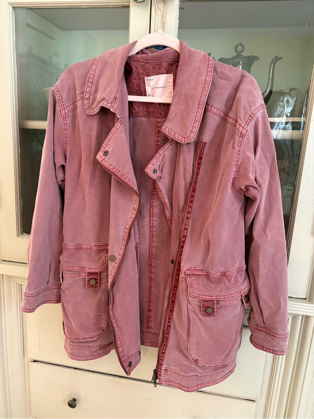 Anthropologie Washed Pink Utility Jacket